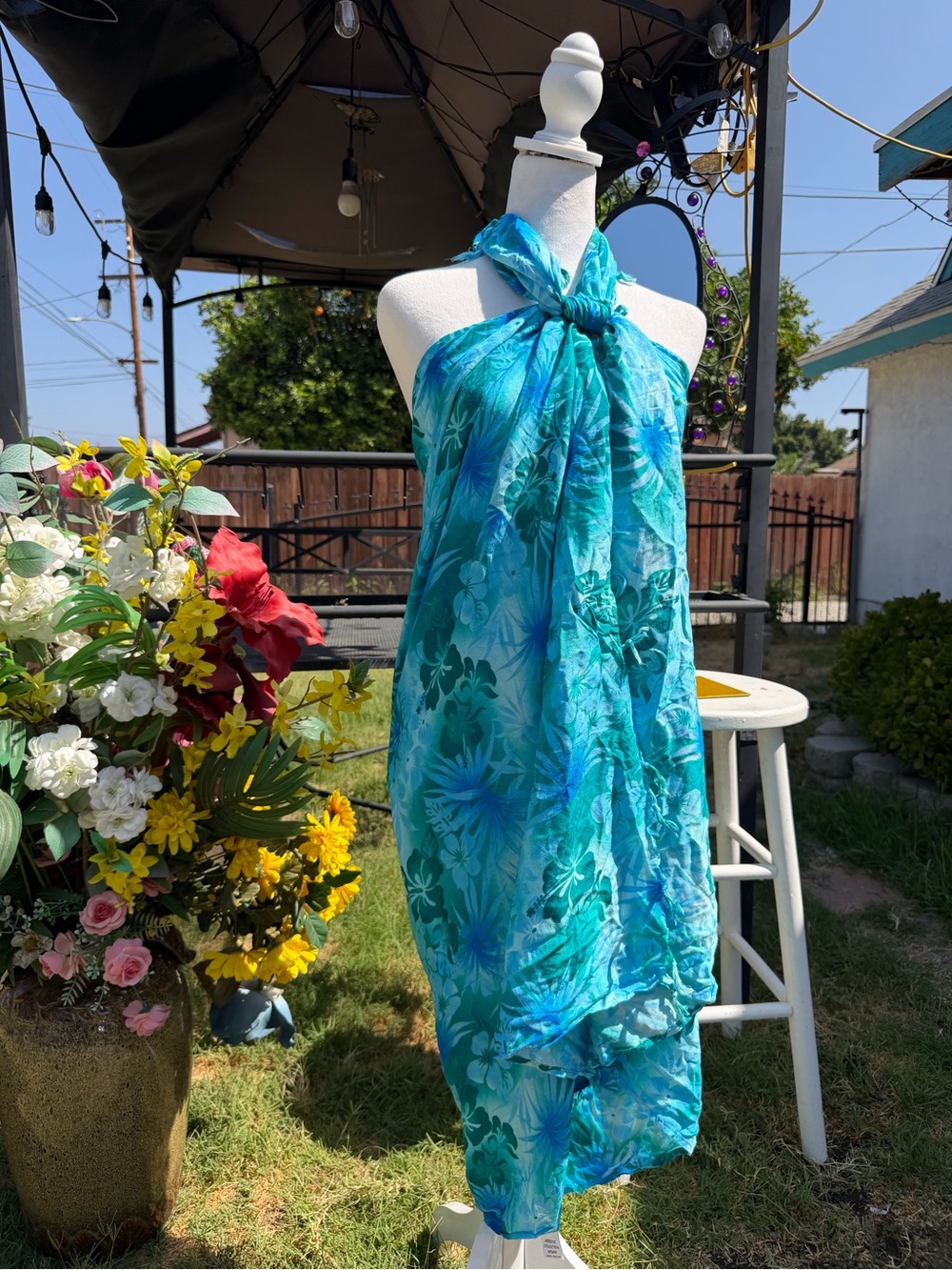 Othr Turquoise Floral Sarong Wrap